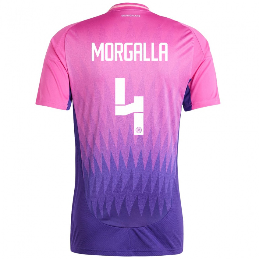 Kinder Deutschland Leandro Morgalla #4 Pink Lila Auswärtstrikot Trikot 24-26 T-Shirt Belgien