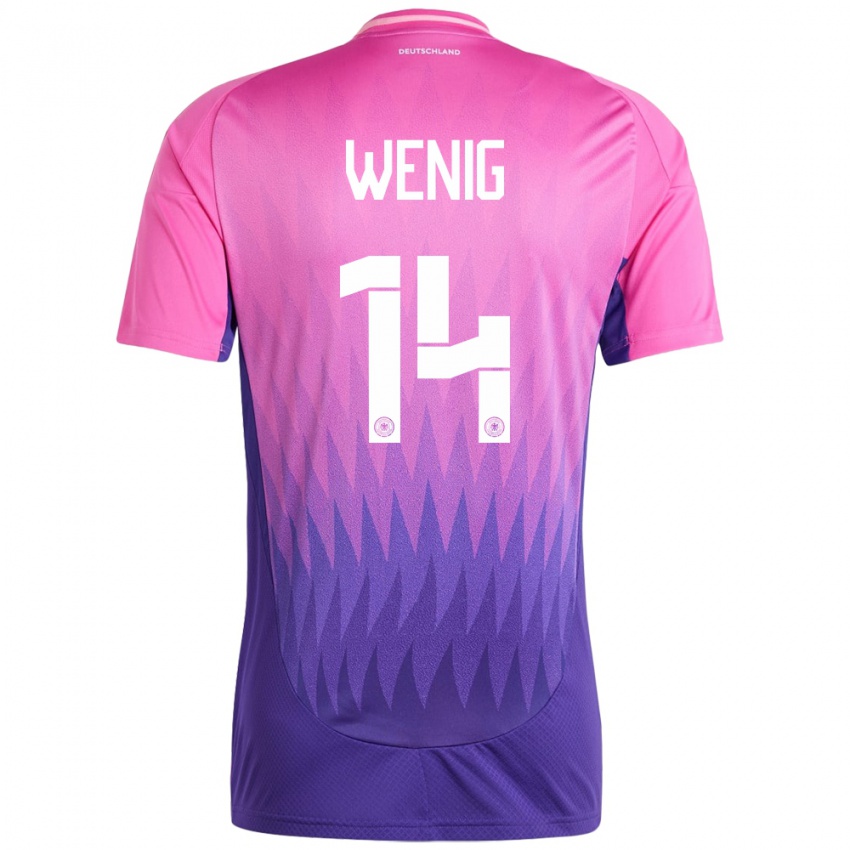 Kinder Deutschland Marcel Wenig #14 Pink Lila Auswärtstrikot Trikot 24-26 T-Shirt Belgien