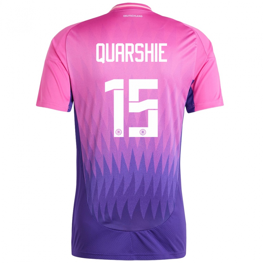 Kinder Deutschland Joshua Quarshie #15 Pink Lila Auswärtstrikot Trikot 24-26 T-Shirt Belgien