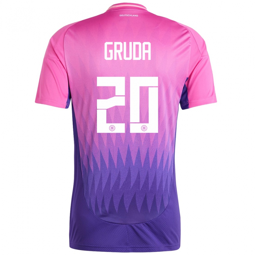 Kinder Deutschland Brajan Gruda #20 Pink Lila Auswärtstrikot Trikot 24-26 T-Shirt Belgien