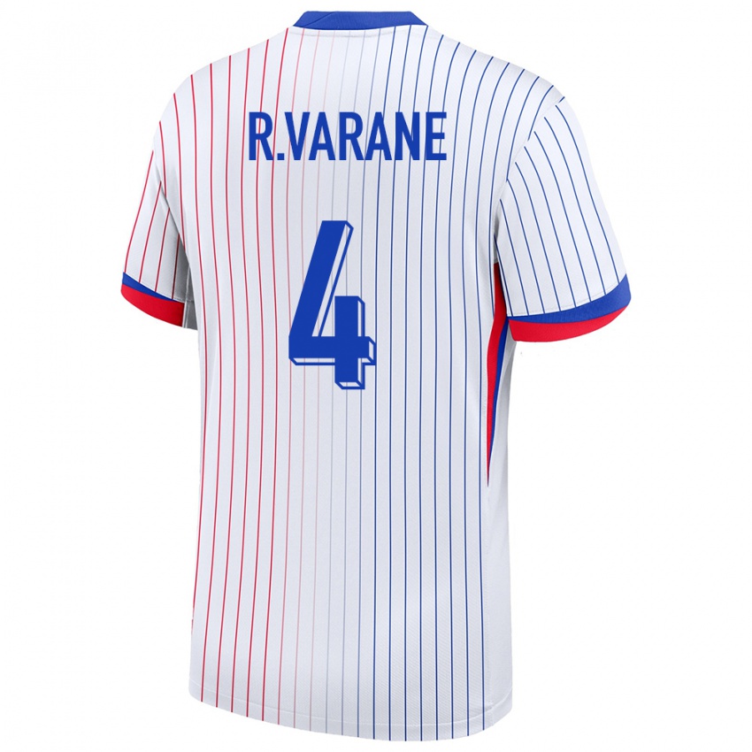 Kinder Frankreich Raphael Varane #4 Weiß Auswärtstrikot Trikot 24-26 T-Shirt Belgien