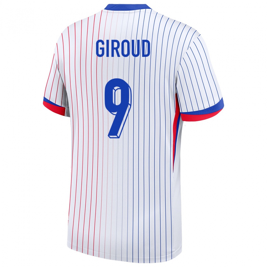 Kinder Frankreich Olivier Giroud #9 Weiß Auswärtstrikot Trikot 24-26 T-Shirt Belgien