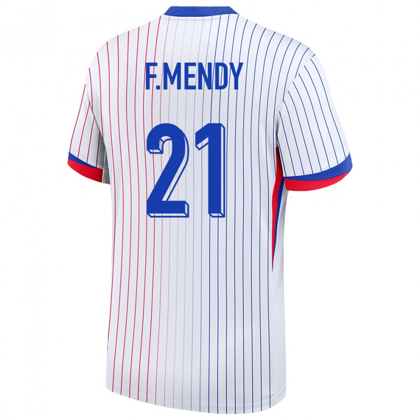 Kinder Frankreich Ferland Mendy #21 Weiß Auswärtstrikot Trikot 24-26 T-Shirt Belgien