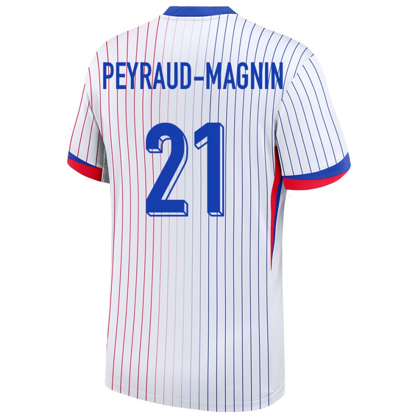 Kinder Frankreich Pauline Peyraud Magnin #21 Weiß Auswärtstrikot Trikot 24-26 T-Shirt Belgien
