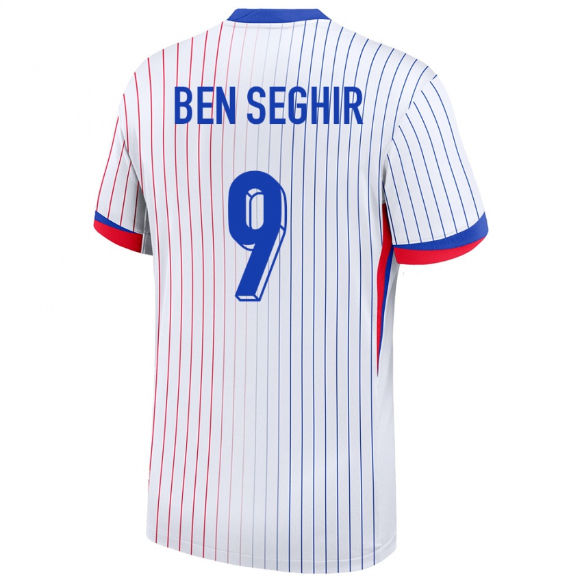 Kinder Frankreich Salim Ben Seghir #9 Weiß Auswärtstrikot Trikot 24-26 T-Shirt Belgien
