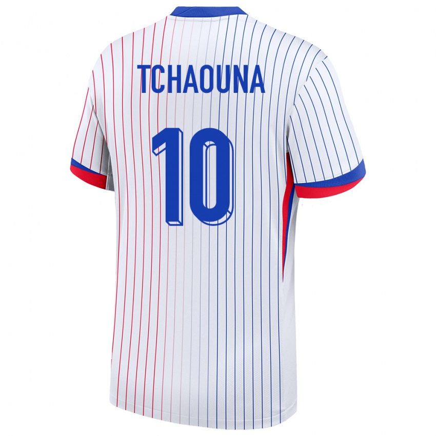 Kinder Frankreich Loum Tchaouna #10 Weiß Auswärtstrikot Trikot 24-26 T-Shirt Belgien