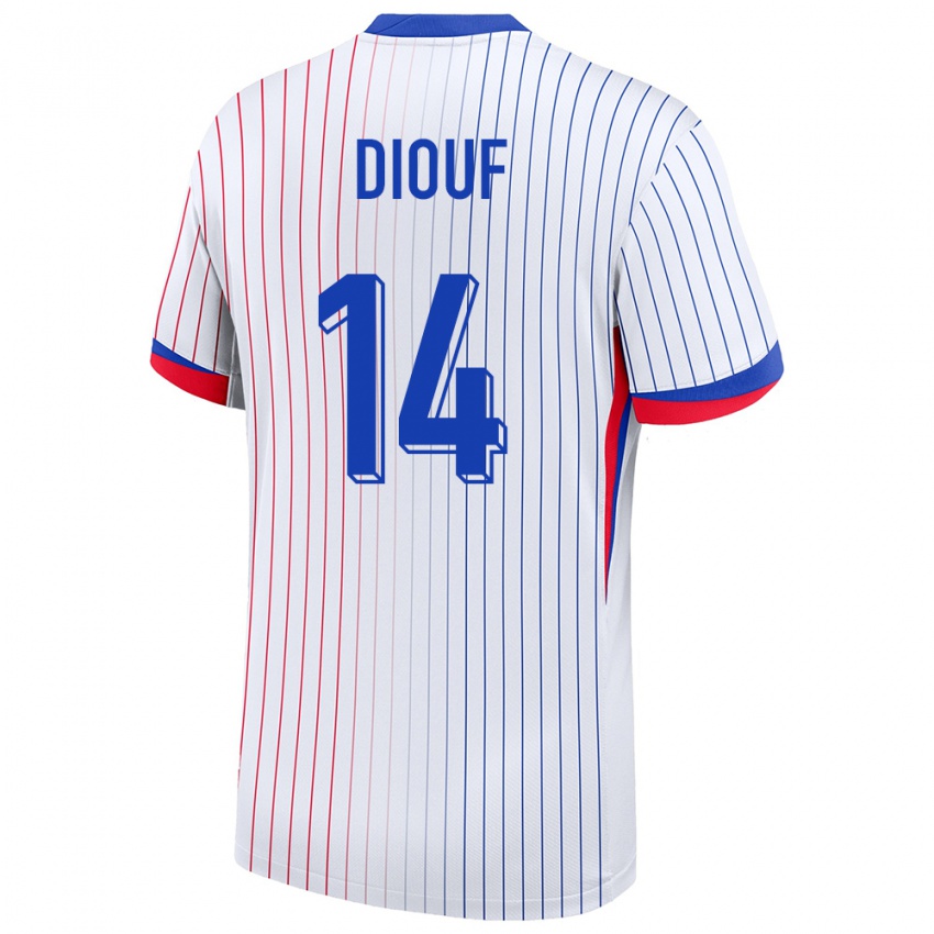 Kinder Frankreich Andy Diouf #14 Weiß Auswärtstrikot Trikot 24-26 T-Shirt Belgien
