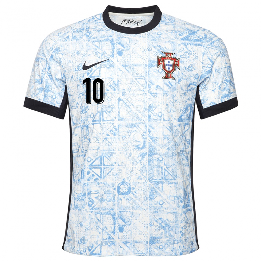 Kinder Portugal Tiago Freitas #10 Cremeblau Auswärtstrikot Trikot 24-26 T-Shirt Belgien