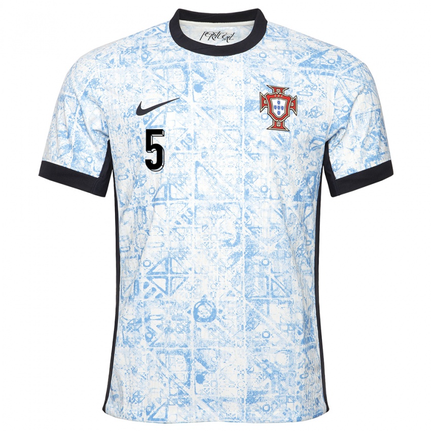 Kinder Portugal Rafael Rodrigues #5 Cremeblau Auswärtstrikot Trikot 24-26 T-Shirt Belgien