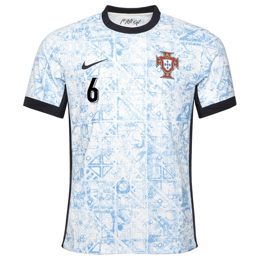 Kinder Portugal Tiago Dantas #6 Cremeblau Auswärtstrikot Trikot 24-26 T-Shirt Belgien