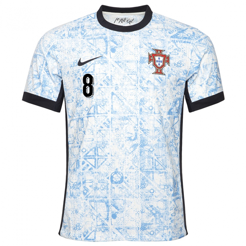 Kinder Portugal Samuel Justo #8 Cremeblau Auswärtstrikot Trikot 24-26 T-Shirt Belgien