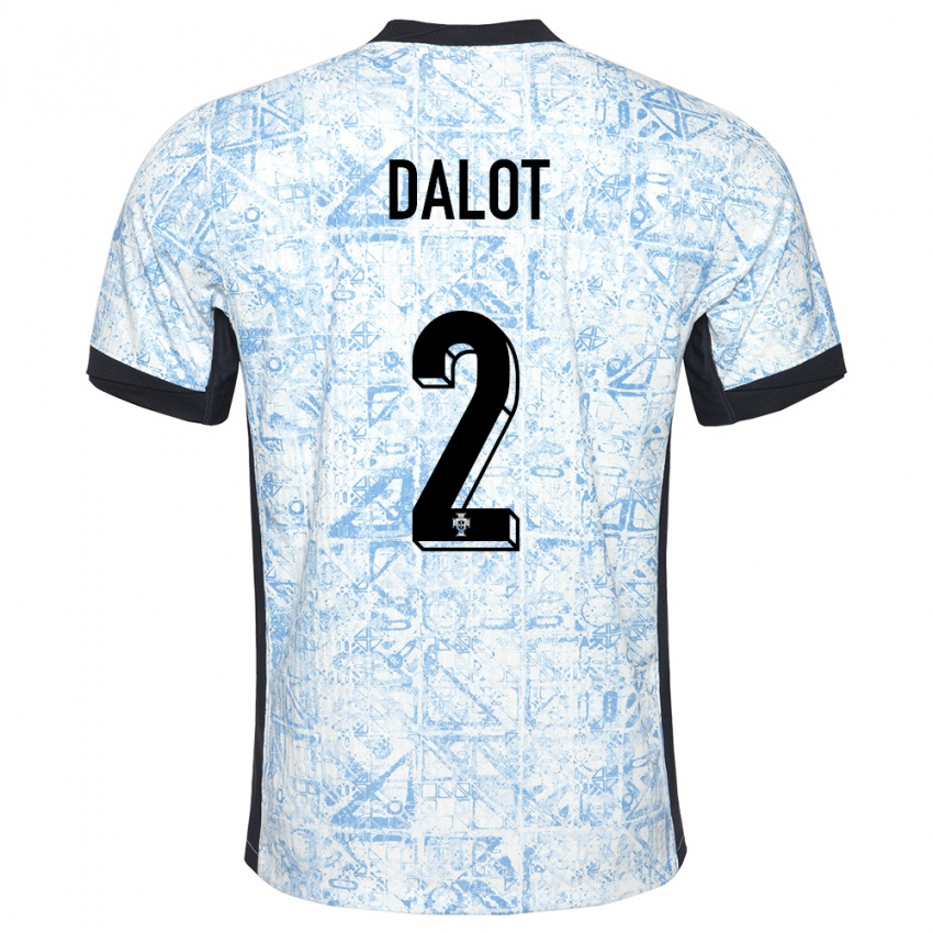 Kinder Portugal Diogo Dalot #2 Cremeblau Auswärtstrikot Trikot 24-26 T-Shirt Belgien
