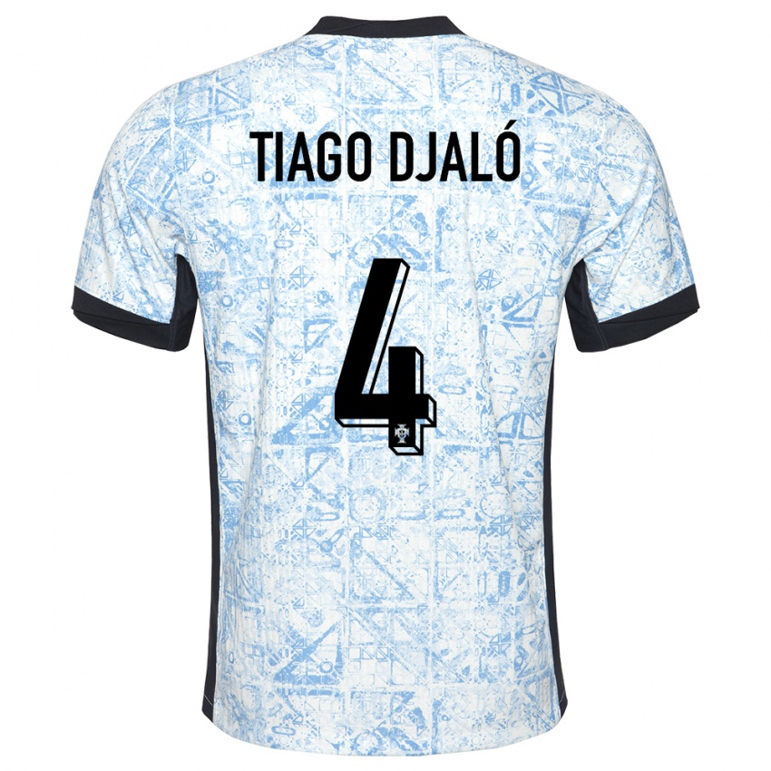 Kinder Portugal Tiago Djalo #4 Cremeblau Auswärtstrikot Trikot 24-26 T-Shirt Belgien