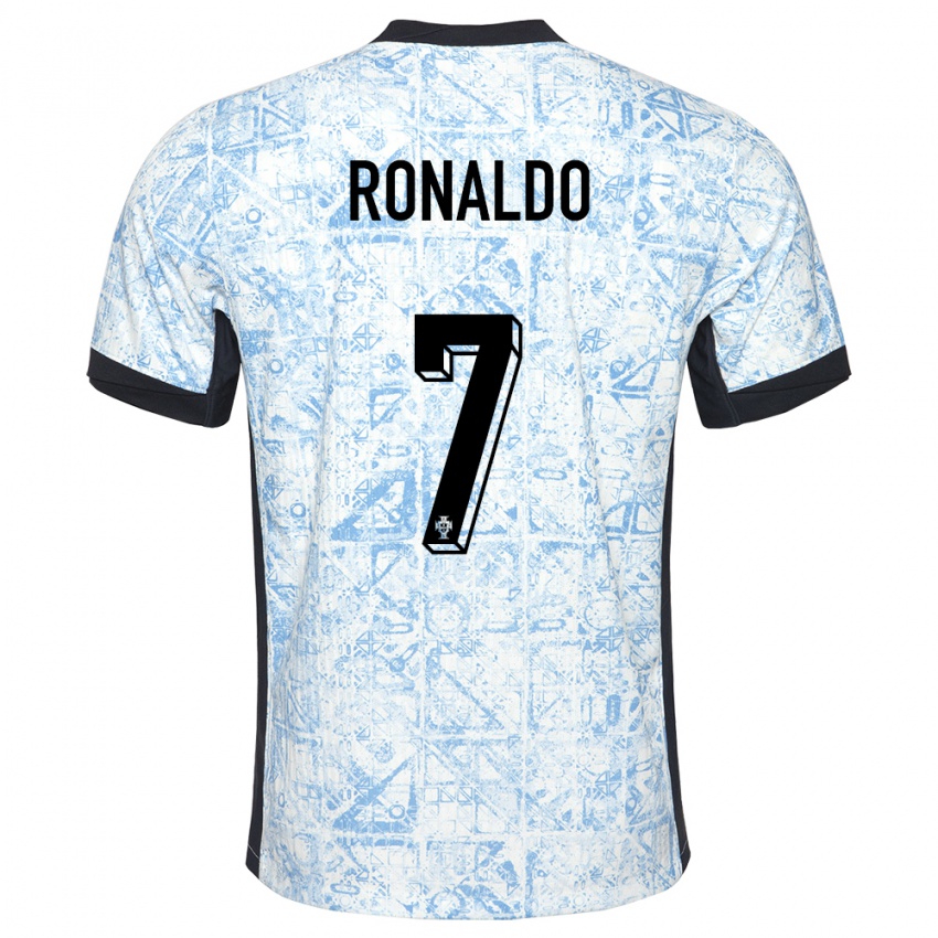 Kinder Portugal Cristiano Ronaldo #7 Cremeblau Auswärtstrikot Trikot 24-26 T-Shirt Belgien
