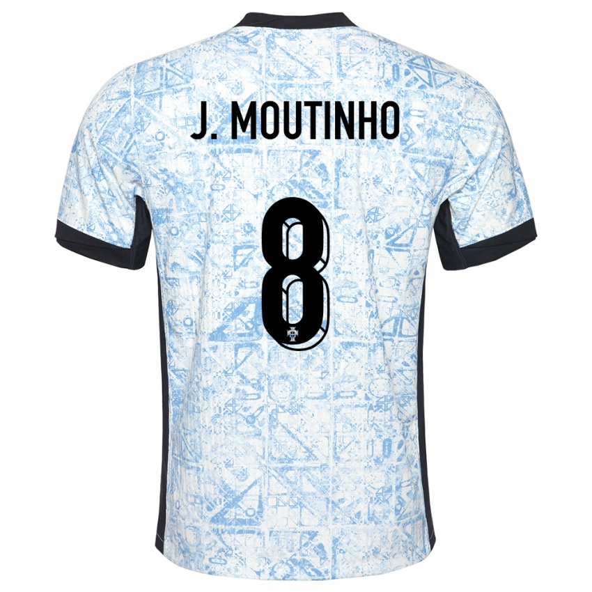 Kinder Portugal Joao Moutinho #8 Cremeblau Auswärtstrikot Trikot 24-26 T-Shirt Belgien