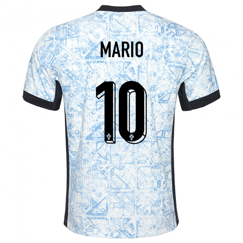 Kinder Portugal Joao Mario #10 Cremeblau Auswärtstrikot Trikot 24-26 T-Shirt Belgien