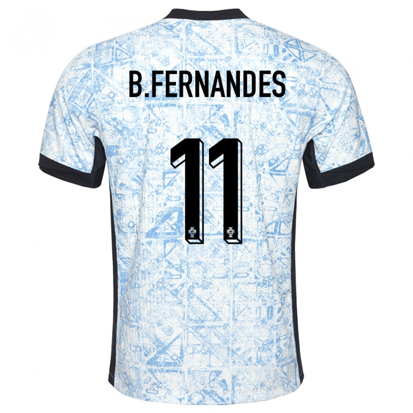 Kinder Portugal Bruno Fernandes #11 Cremeblau Auswärtstrikot Trikot 24-26 T-Shirt Belgien