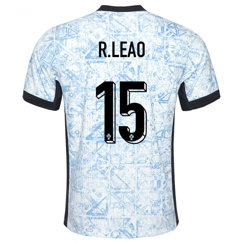 Kinder Portugal Rafael Leao #15 Cremeblau Auswärtstrikot Trikot 24-26 T-Shirt Belgien
