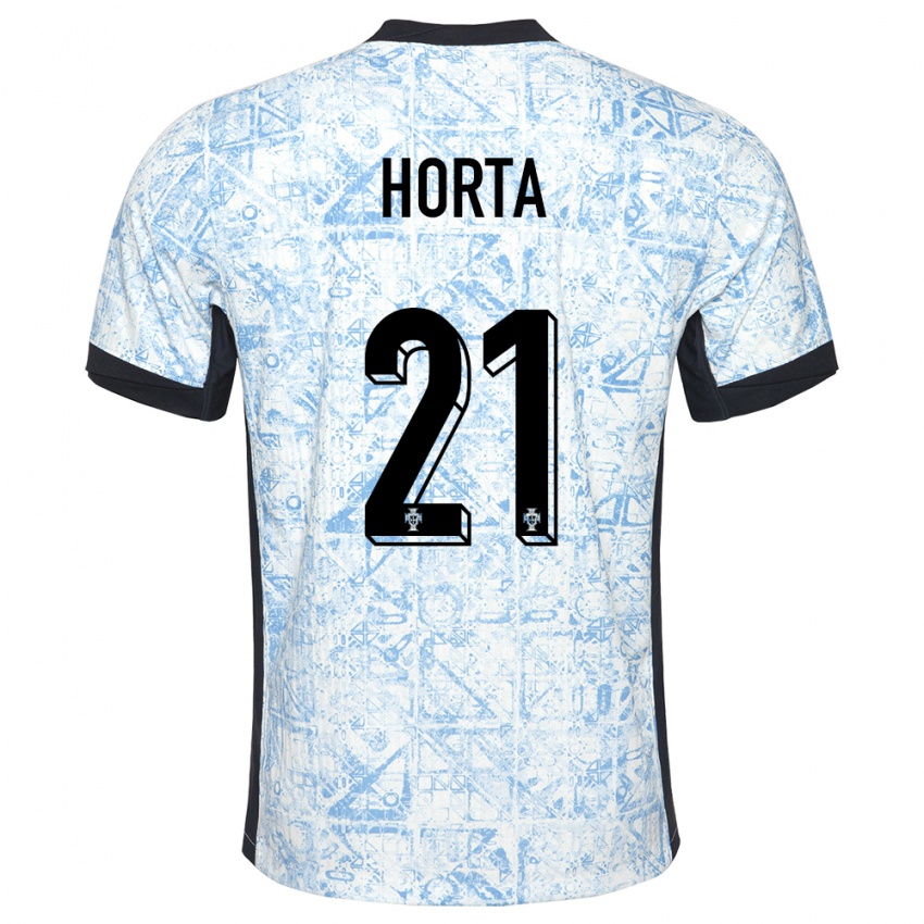 Kinder Portugal Ricardo Horta #21 Cremeblau Auswärtstrikot Trikot 24-26 T-Shirt Belgien
