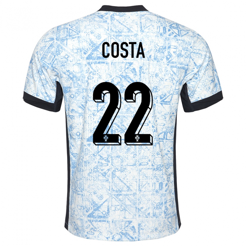 Kinder Portugal Diogo Costa #22 Cremeblau Auswärtstrikot Trikot 24-26 T-Shirt Belgien