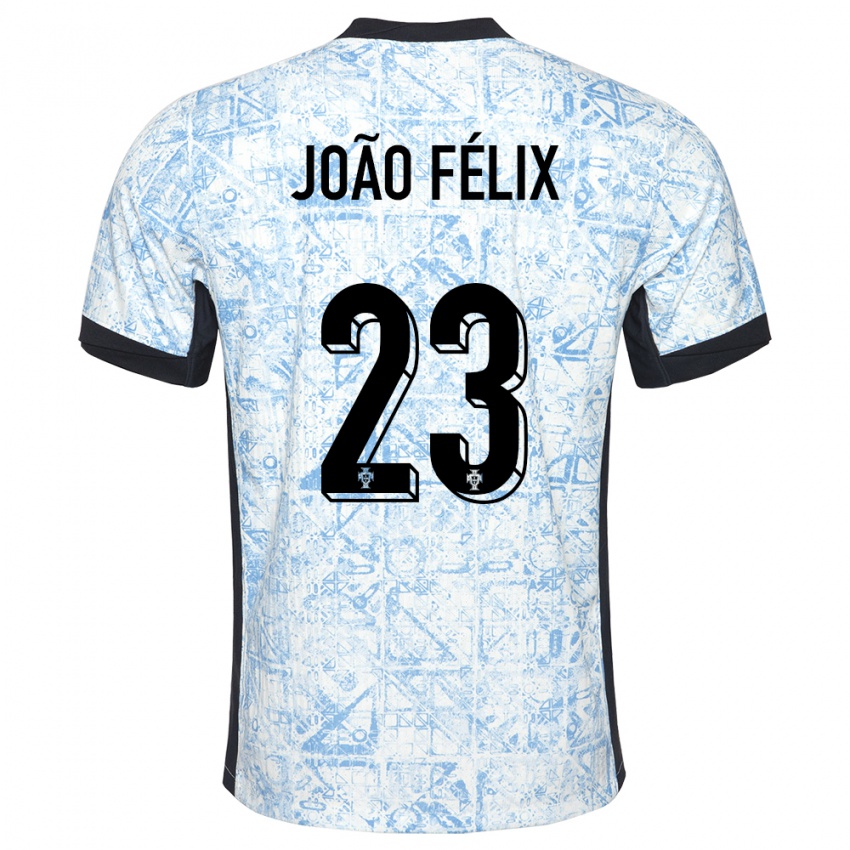 Kinder Portugal Joao Felix #23 Cremeblau Auswärtstrikot Trikot 24-26 T-Shirt Belgien