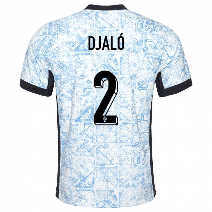 Kinder Portugal Tiago Djalo #2 Cremeblau Auswärtstrikot Trikot 24-26 T-Shirt Belgien