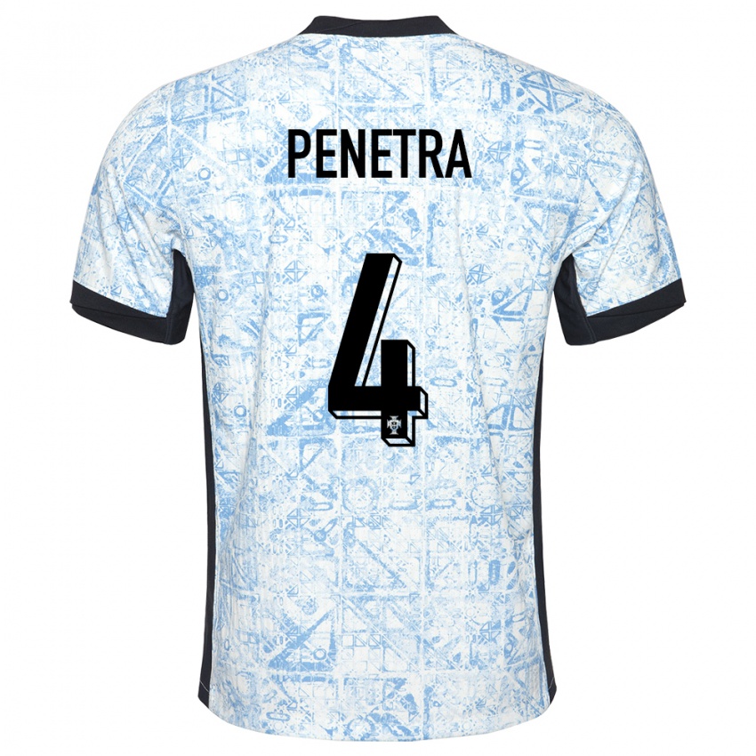 Kinder Portugal Alexandre Penetra #4 Cremeblau Auswärtstrikot Trikot 24-26 T-Shirt Belgien