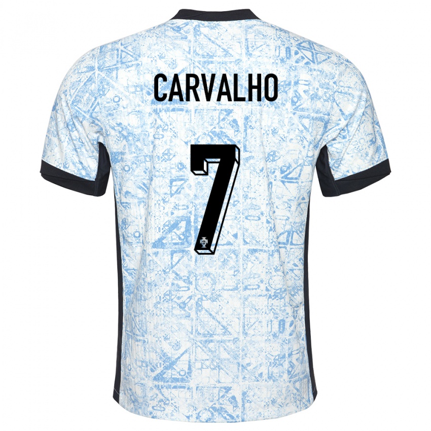 Kinderen Portugal Fabio Carvalho #7 Crème Blauw Uitshirt Uittenue 24-26 T-Shirt België
