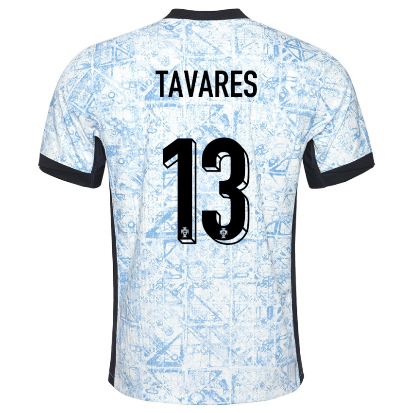 Kinder Portugal Nuno Tavares #13 Cremeblau Auswärtstrikot Trikot 24-26 T-Shirt Belgien
