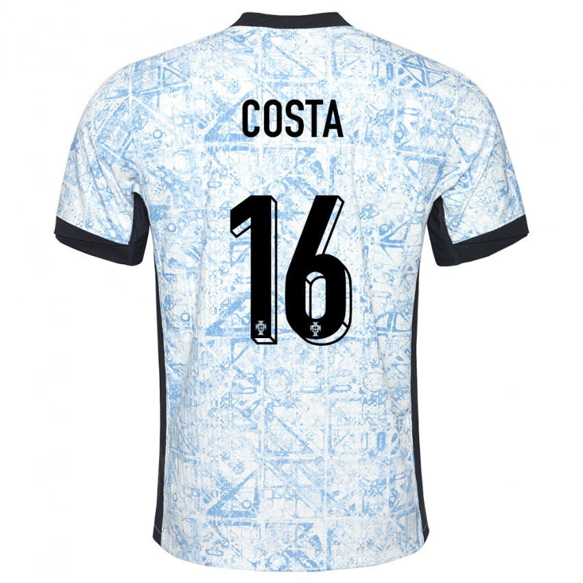 Kinder Portugal David Costa #16 Cremeblau Auswärtstrikot Trikot 24-26 T-Shirt Belgien
