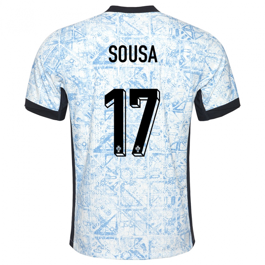 Kinderen Portugal Vasco Sousa #17 Crème Blauw Uitshirt Uittenue 24-26 T-Shirt België