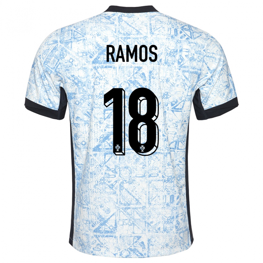 Kinder Portugal Goncalo Ramos #18 Cremeblau Auswärtstrikot Trikot 24-26 T-Shirt Belgien