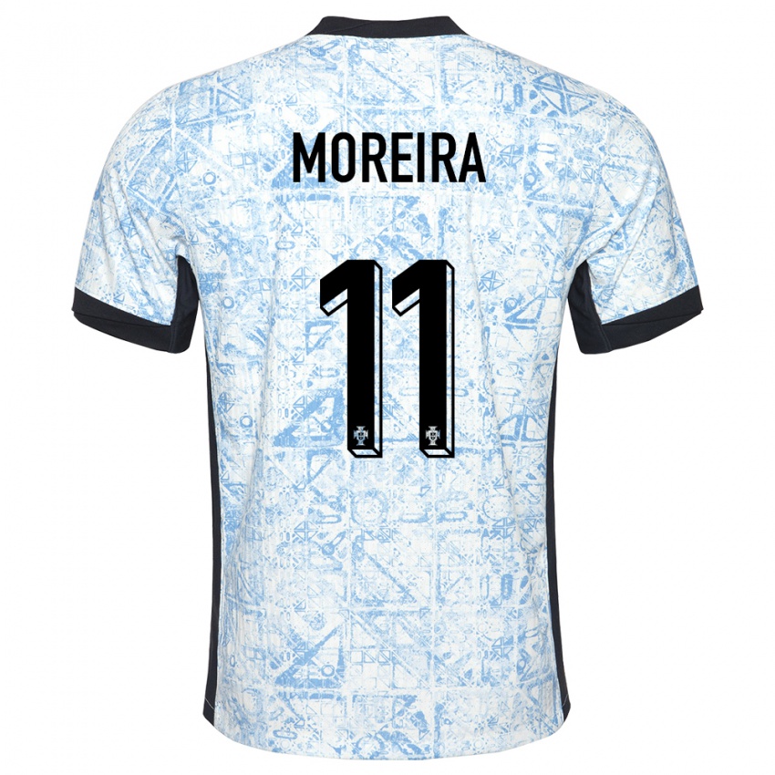 Kinder Portugal Diego Moreira #11 Cremeblau Auswärtstrikot Trikot 24-26 T-Shirt Belgien