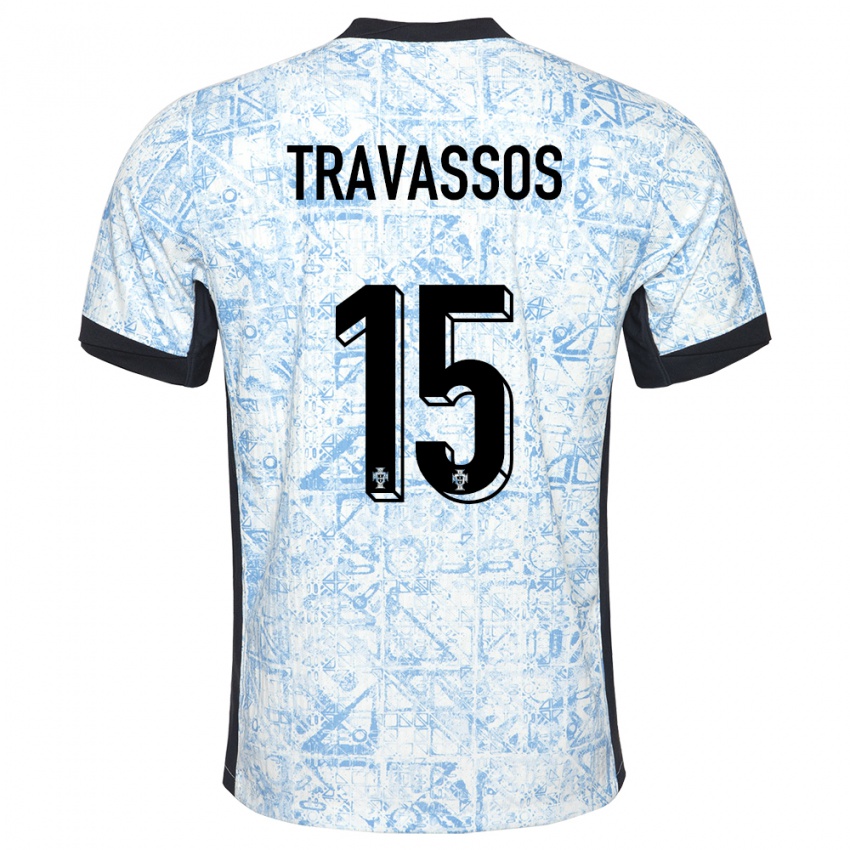 Kinder Portugal Diogo Travassos #15 Cremeblau Auswärtstrikot Trikot 24-26 T-Shirt Belgien