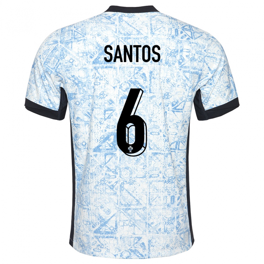 Kinder Portugal Vasco Santos #6 Cremeblau Auswärtstrikot Trikot 24-26 T-Shirt Belgien