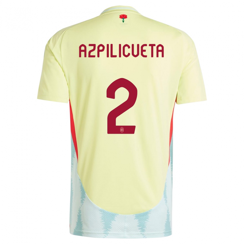 Kinder Spanien Cesar Azpilicueta #2 Gelb Auswärtstrikot Trikot 24-26 T-Shirt Belgien