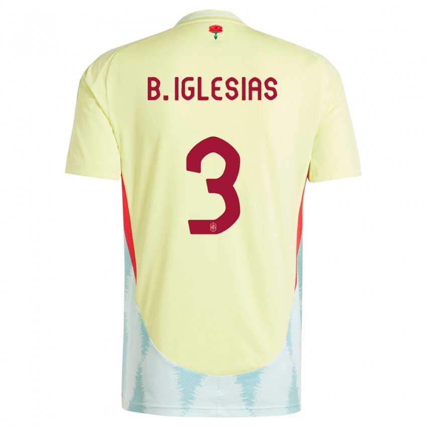 Kinder Spanien Borja Iglesias #3 Gelb Auswärtstrikot Trikot 24-26 T-Shirt Belgien