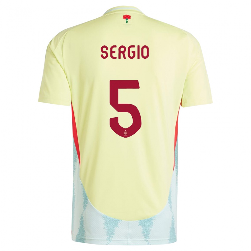 Kinder Spanien Sergio Busquets #5 Gelb Auswärtstrikot Trikot 24-26 T-Shirt Belgien