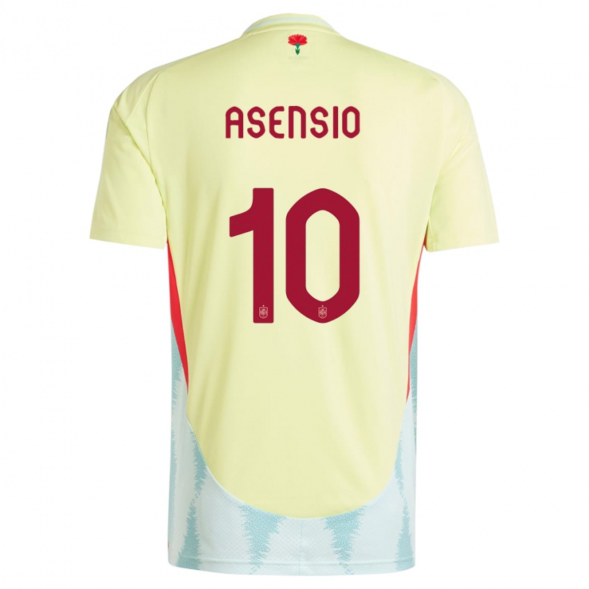 Kinder Spanien Marco Asensio #10 Gelb Auswärtstrikot Trikot 24-26 T-Shirt Belgien