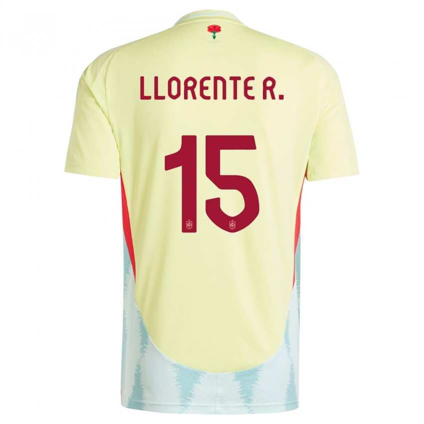 Kinder Spanien Diego Llorente #15 Gelb Auswärtstrikot Trikot 24-26 T-Shirt Belgien