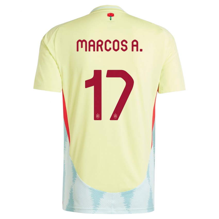 Kinder Spanien Marcos Alonso #17 Gelb Auswärtstrikot Trikot 24-26 T-Shirt Belgien
