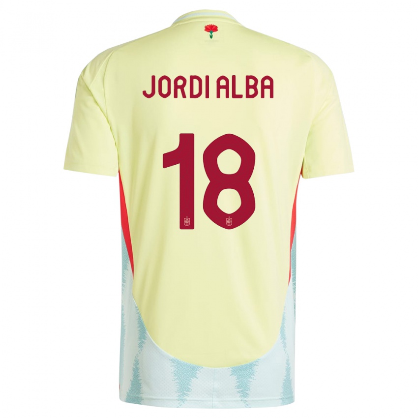 Kinder Spanien Jordi Alba #18 Gelb Auswärtstrikot Trikot 24-26 T-Shirt Belgien