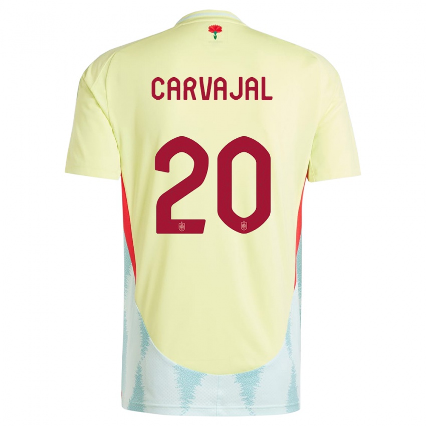 Kinder Spanien Daniel Carvajal #20 Gelb Auswärtstrikot Trikot 24-26 T-Shirt Belgien