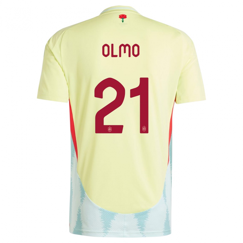 Kinder Spanien Dani Olmo #21 Gelb Auswärtstrikot Trikot 24-26 T-Shirt Belgien
