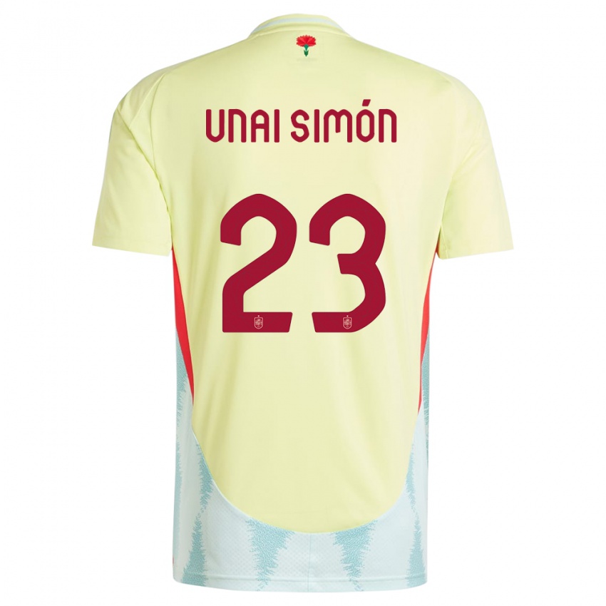 Kinderen Spanje Unai Simon #23 Geel Uitshirt Uittenue 24-26 T-Shirt België