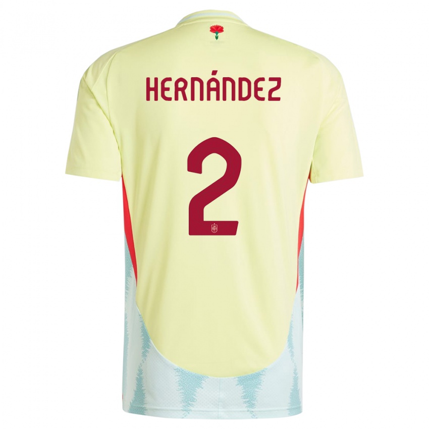 Kinder Spanien Oihane Hernandez #2 Gelb Auswärtstrikot Trikot 24-26 T-Shirt Belgien