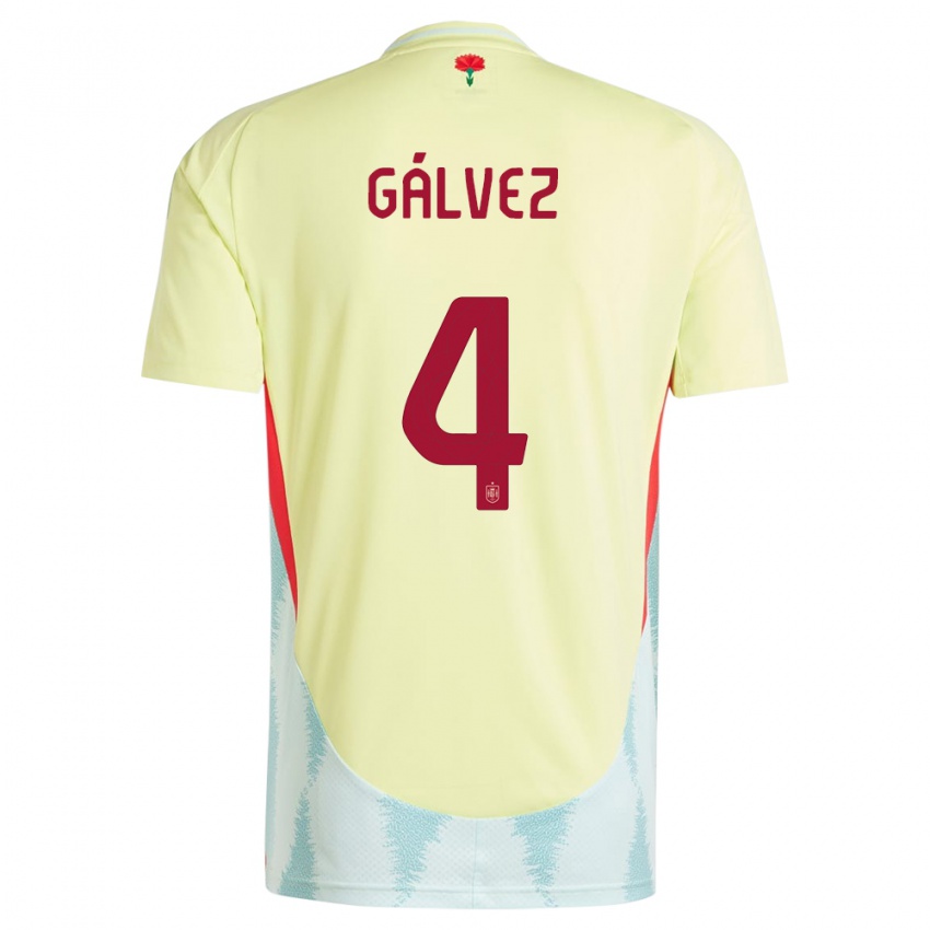 Kinder Spanien Rocio Galvez #4 Gelb Auswärtstrikot Trikot 24-26 T-Shirt Belgien