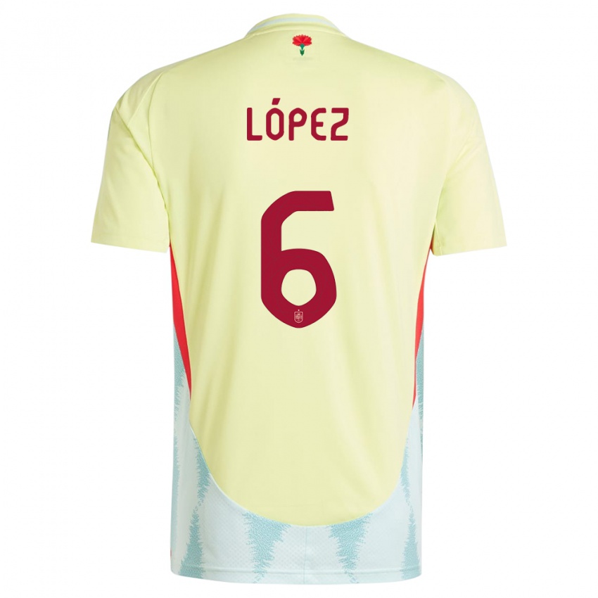 Kinder Spanien Maitane Lopez #6 Gelb Auswärtstrikot Trikot 24-26 T-Shirt Belgien
