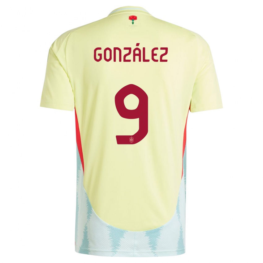 Kinder Spanien Esther Gonzalez #9 Gelb Auswärtstrikot Trikot 24-26 T-Shirt Belgien