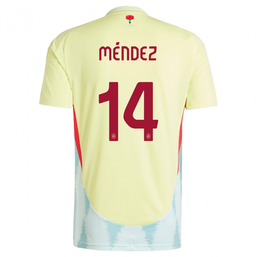 Kinder Spanien Maria Mendez #14 Gelb Auswärtstrikot Trikot 24-26 T-Shirt Belgien